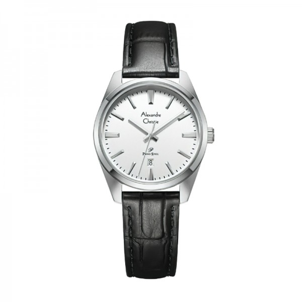 Alexandre Christie AC 1035 Silver White Leather Lady LDLSSSL